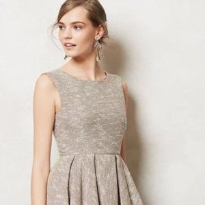 Paper Crown - Anthropologie Cream Tweed Metallic Thread Fit & Flare Dress Medium